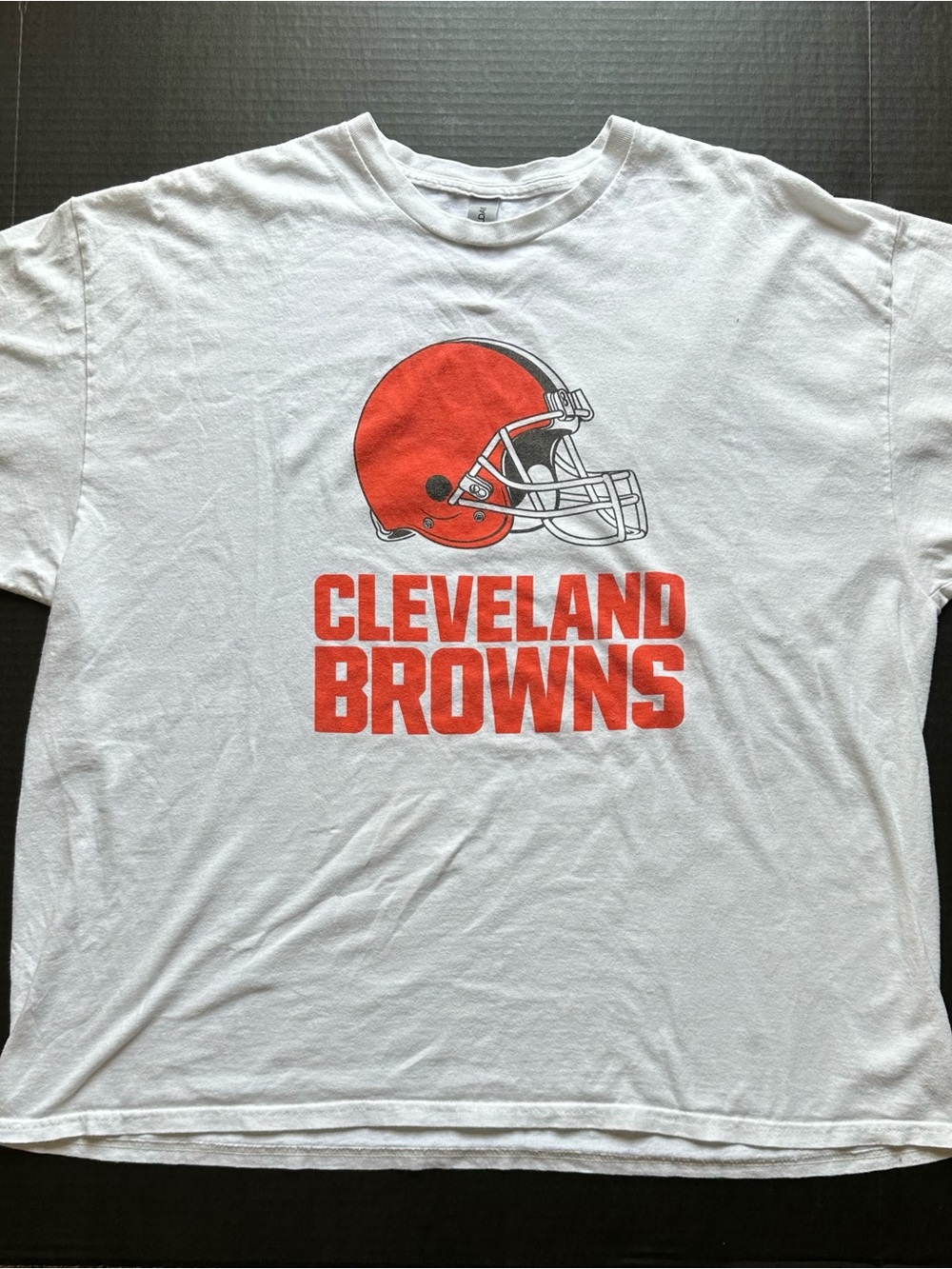 Vintage White Tee with Orange Cleveland Browns Helmet